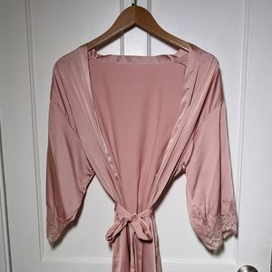 Blush Pink Satin Robe (Short)